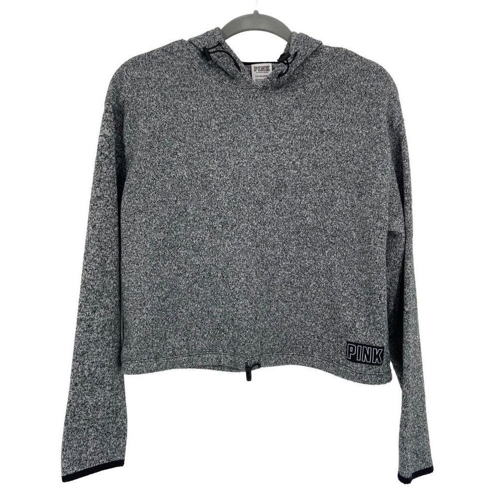 Pink Victoria’s Secret Cropped Hoodie Sweatshirt Gray Small‎